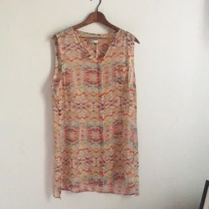 CAbi Avery sheer, button down sleeveless tunic